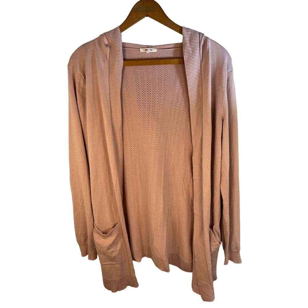 Pink Waffle Knit Long Sleeve Long Line Cardigan Romantic Cottage Core XL Fall